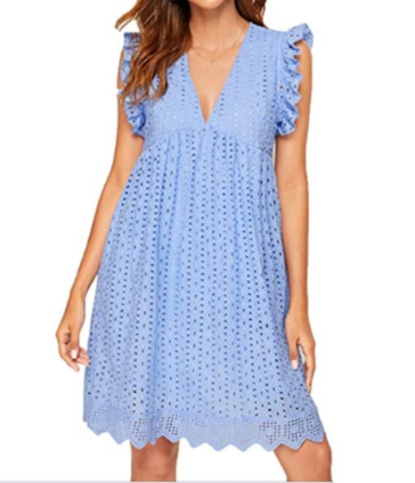 Lace Dresses With Pocket Summer Sleeveless Jacquard Cutout V-Neck Beach Dress - Image 7