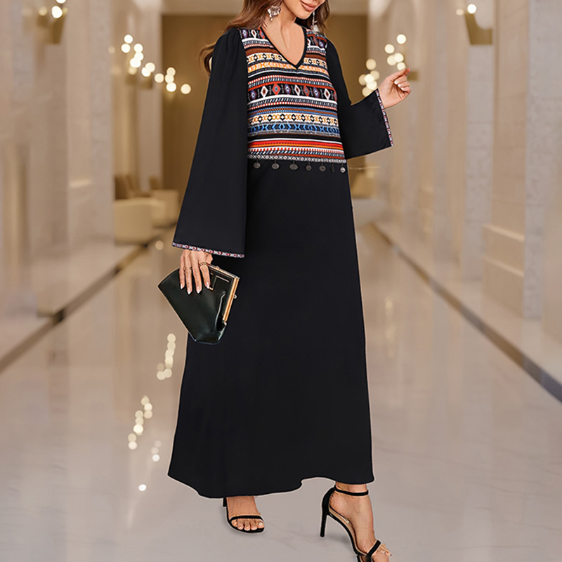 Women's Plus Size Casual Summer Boho Print Dress V Neck Loose Fit Long Maxi Beach Dresses - Image 2