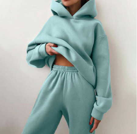 Women's Casual Hooded Sweater Two-piece Suit Clothes Hoodie Tracksuit - Image 10