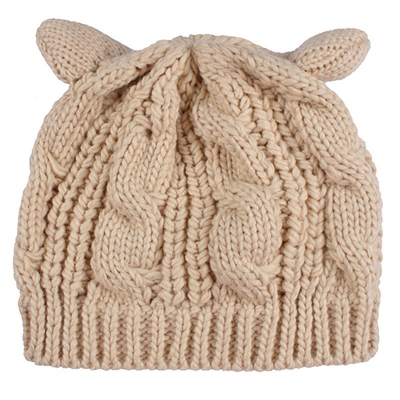 Hand Made 3D Cute Knitted Cat Ear Beanie For Winter - Image 5