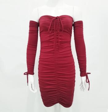Bandage Dress Women Sexy Off Shoulder Long Sleeve Slim Elastic Bodycon Party Dresses Gowns - Image 6