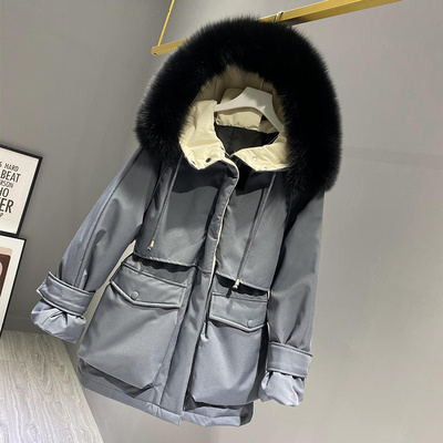 Fashion Hooded Faux Fur Collar Women's Clothing Big Pocket Down Jacket Female Winter Coat Woman - Image 6