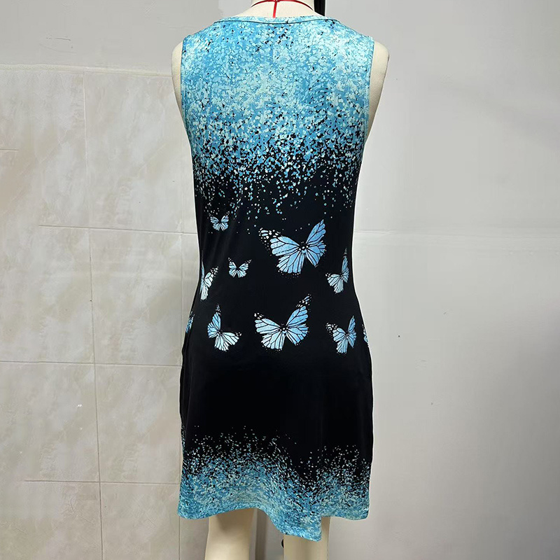 Women's Casual Sundress Summer Beach Dress Graphic Print V Neck Loose Tank Dresses - Image 5