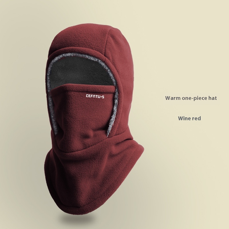 Winter Fleece Hooded Scarf Windproof Cold-proof Warm Face Mask Outdoor Thermal Head Cover Hat - Image 7