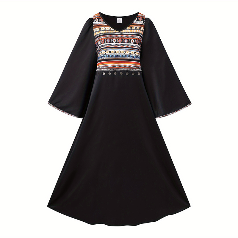 Women's Plus Size Casual Summer Boho Print Dress V Neck Loose Fit Long Maxi Beach Dresses - Image 4