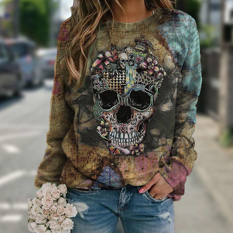 Long sleeve skull print sweatshirt - Image 5