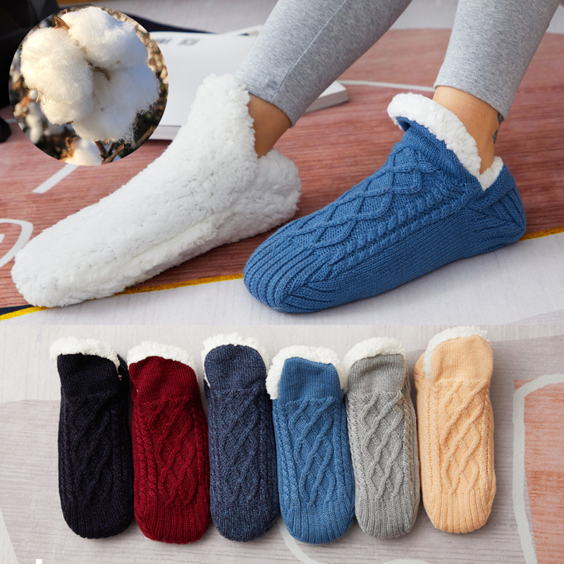 Winter Woolen Socks Women Thicken Warm Home Bedroom Socks Slippers Men Non-slip Foot Warmer Snow Socks Calcetines Mujer - Image 2