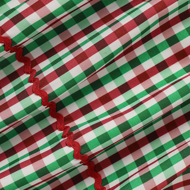 Toddler Infant Baby Girls Christmas Dress Short Sleeve Christmas Tree Embroidered Plaid Casual Party Dresses - Image 8