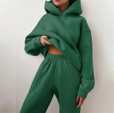 Women's Casual Hooded Sweater Two-piece Suit Clothes Hoodie Tracksuit - Image 8