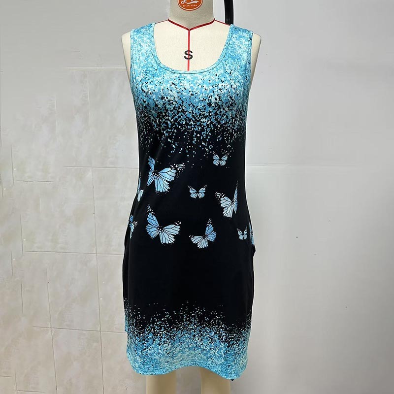 Women's Casual Sundress Summer Beach Dress Graphic Print V Neck Loose Tank Dresses - Image 3