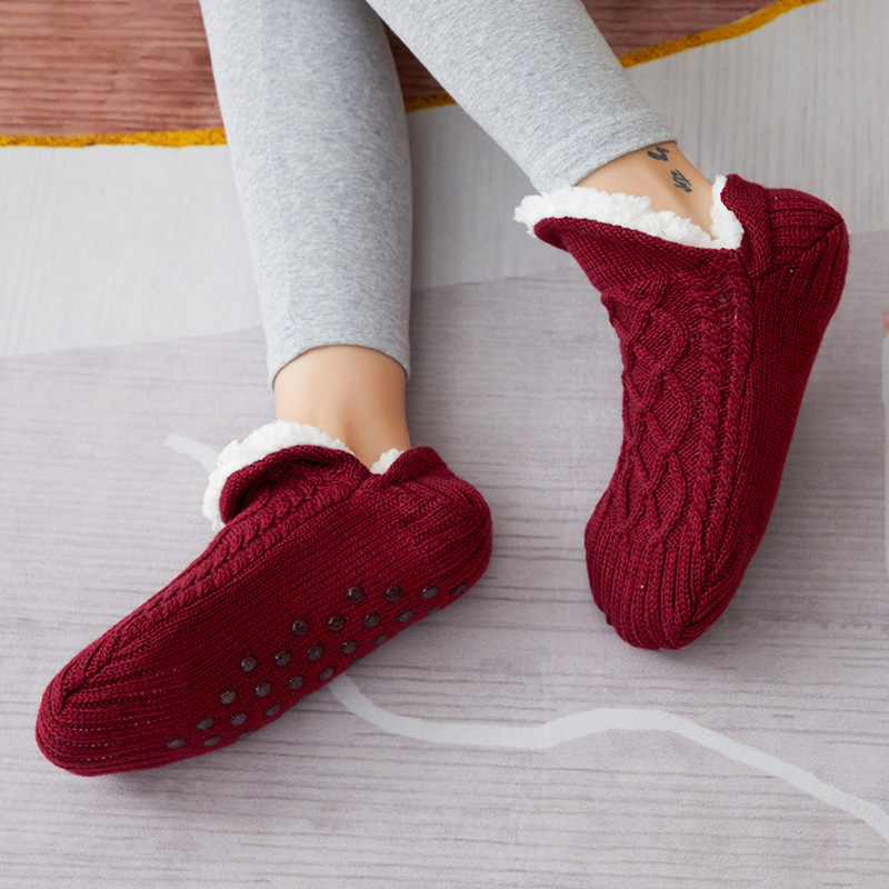 Winter Woolen Socks Women Thicken Warm Home Bedroom Socks Slippers Men Non-slip Foot Warmer Snow Socks Calcetines Mujer - Image 8