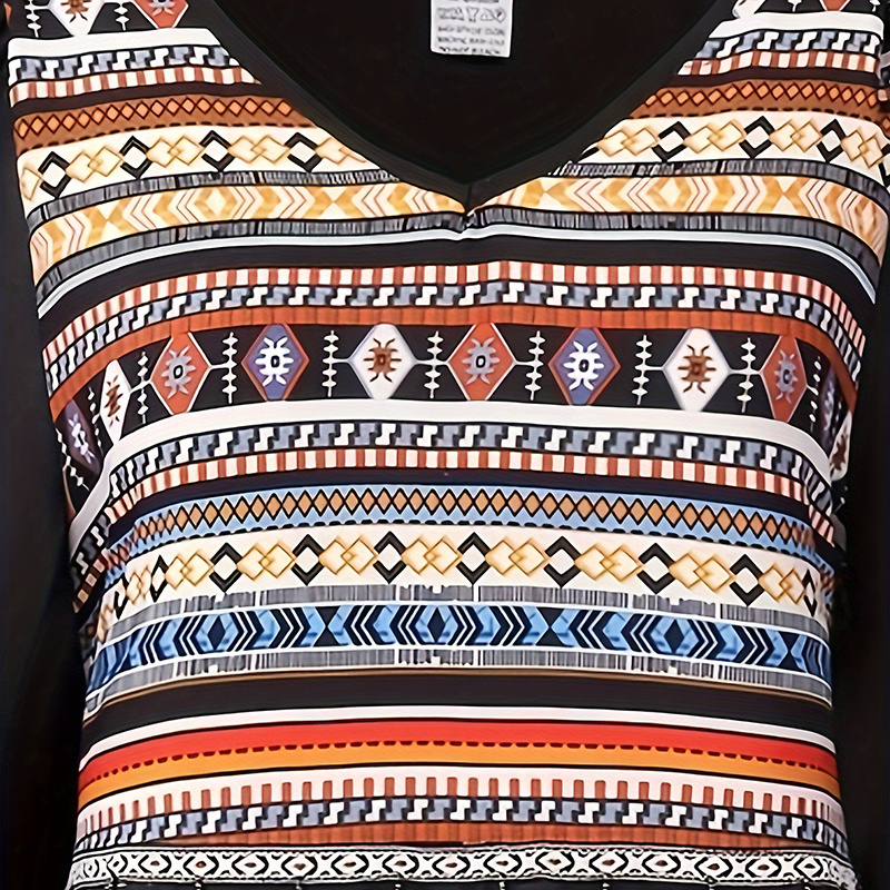 Women's Plus Size Casual Summer Boho Print Dress V Neck Loose Fit Long Maxi Beach Dresses - Image 5