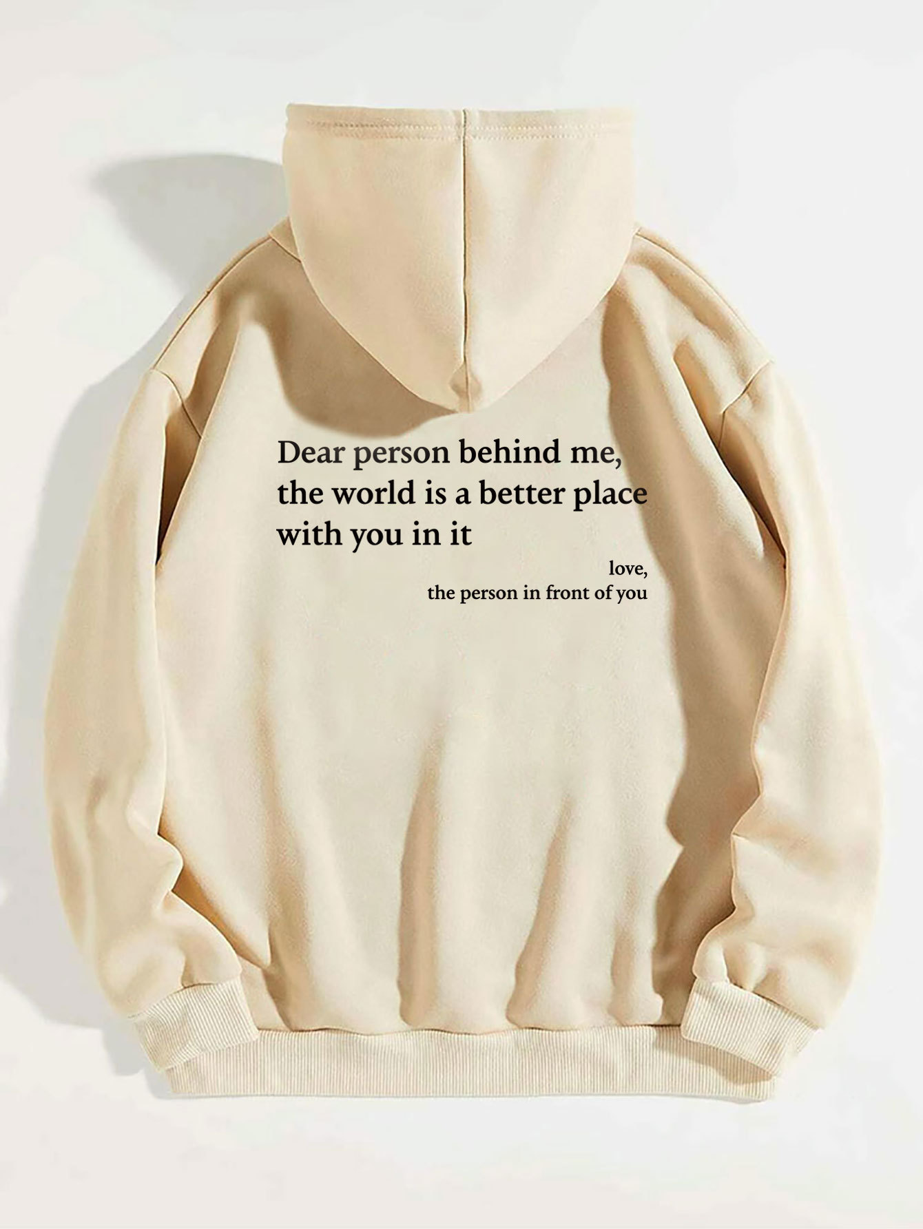Dear Person Behind Me,the World Is A Better Place,with You In It,love,the Person In Front Of You,Women's Plush Letter Printed Kangaroo Pocket Drawstring Printed Hoodie Unisex Trendy Hoodies - Image 10