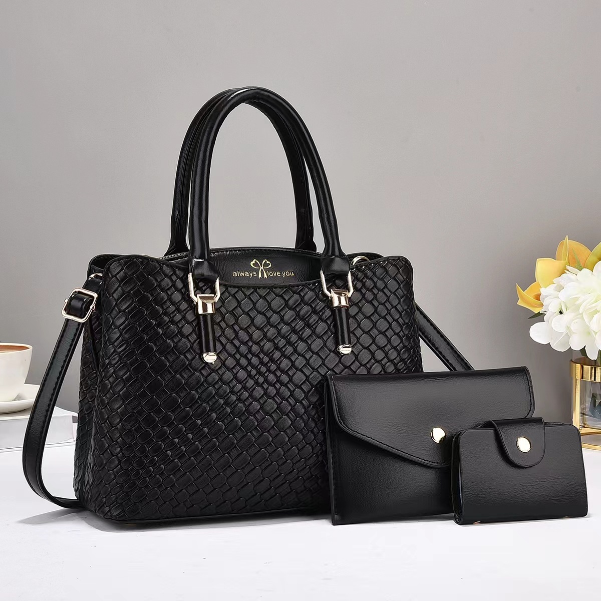 Woven Texture Three-piece Set Large Capacity One Shoulder Combination Bags - Image 6