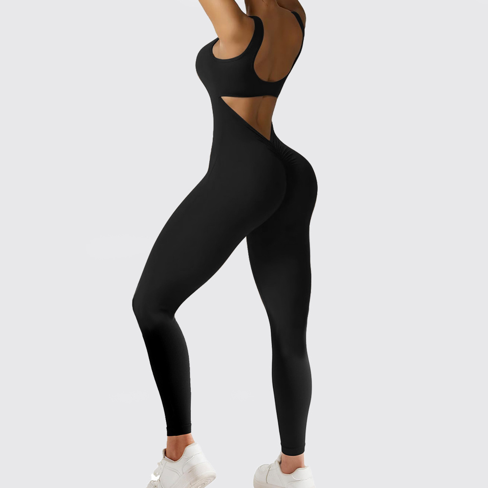 Women Sleeveless Flare Jumpsuits Fitness Yoga Long Pants - Image 3