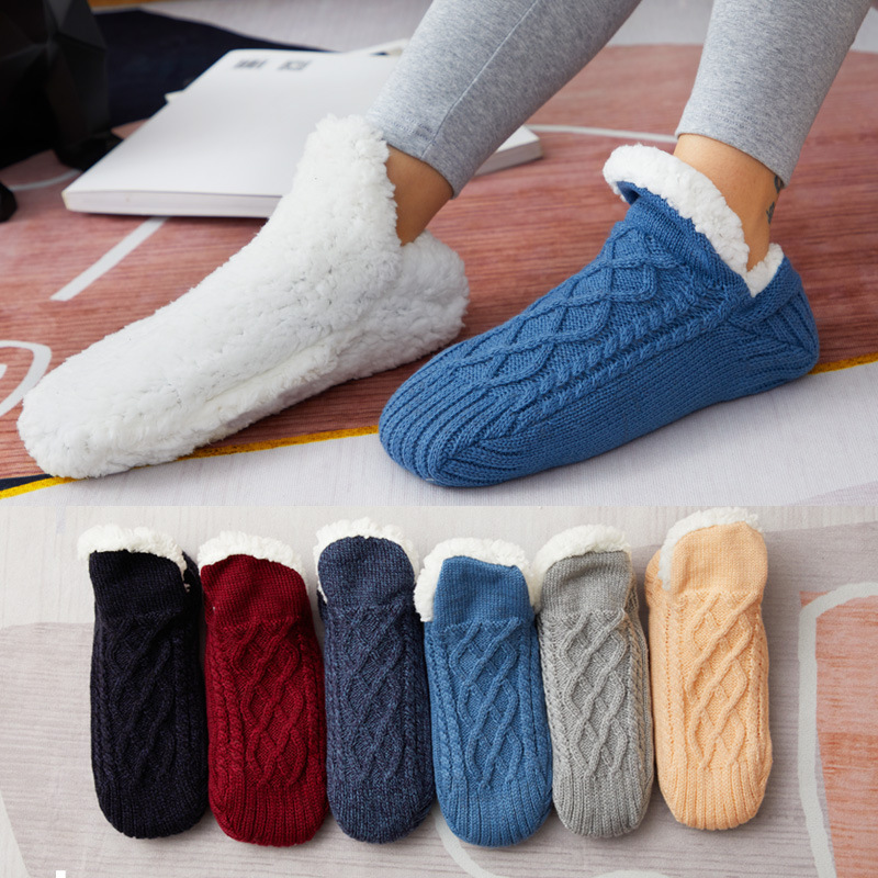 Winter Woolen Socks Women Thicken Warm Home Bedroom Socks Slippers Men Non-slip Foot Warmer Snow Socks Calcetines Mujer - Image 7