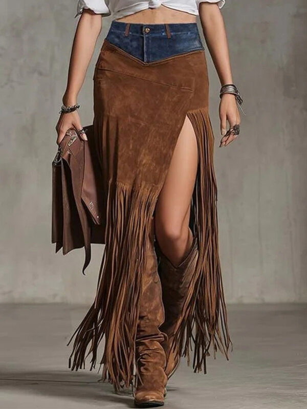 womens-fashion-patchwork-maxi-skirt-with-fringe-hem-and-high-side-slit-western-style-boho-skirt-for-vacation