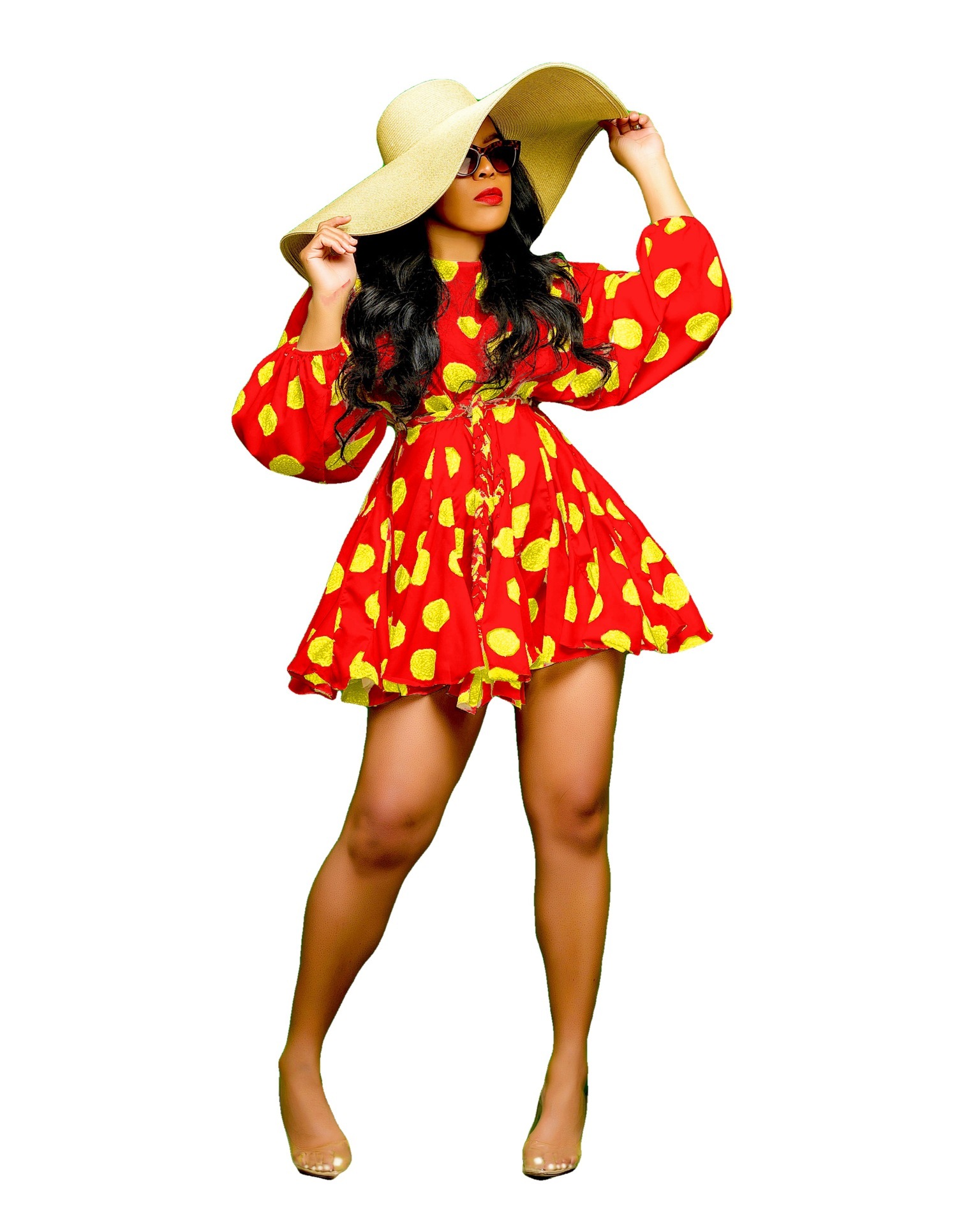 Women Long Sleeve Dresses Chiffon Bodycon - Image 3