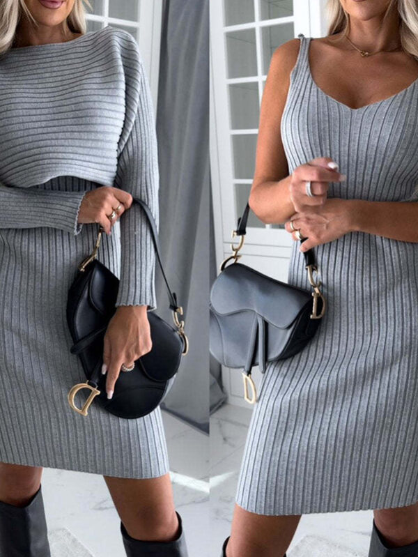 2pcs-suit-womens-solid-stripe-long-sleeved-top-and-tight-suspender-skirt-fashion-autumn-winter-slim-clothing