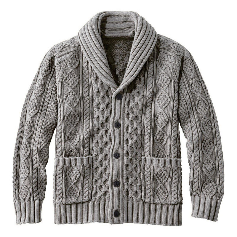 Knitted Lapel Cardigan Casual Sweater For Men