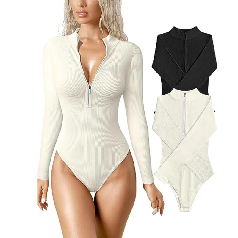 Fashion Long Sleeve Zipper Jumpsuit Seamless Slimming Shapewear For Women Romper - Image 5