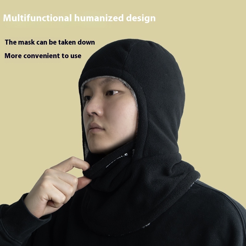 Winter Fleece Hooded Scarf Windproof Cold-proof Warm Face Mask Outdoor Thermal Head Cover Hat - Image 3